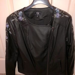 G Giuliana faux leather new XL jacket embroidery